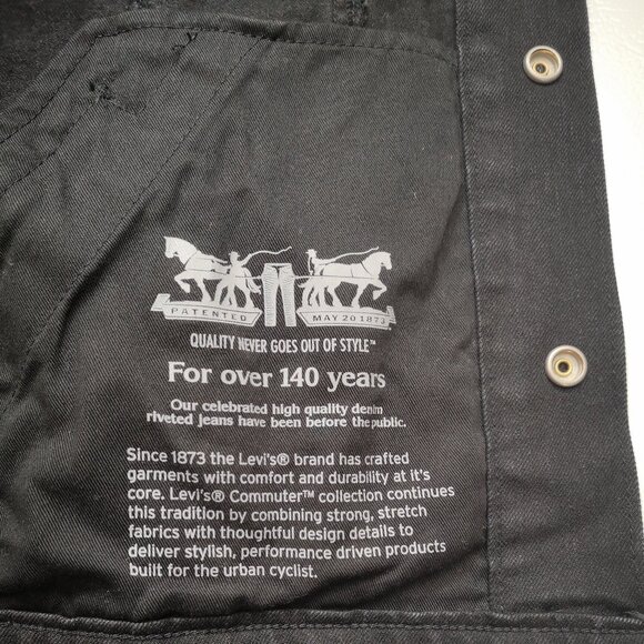 NWT Levi's Commuter 4 Way Stretch Men's Size Small Black Trucker Jacket w/ Hood - Picture 12 of 16